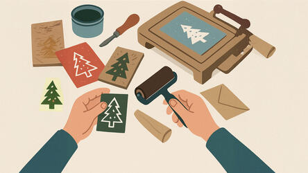 Workshop kerstkaarten maken met linodruk